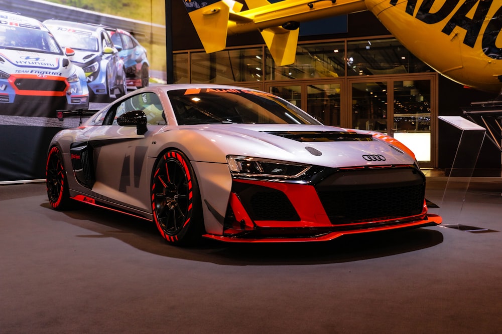 gray and red coupe