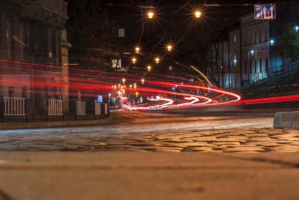 long exposure photography of vehicles