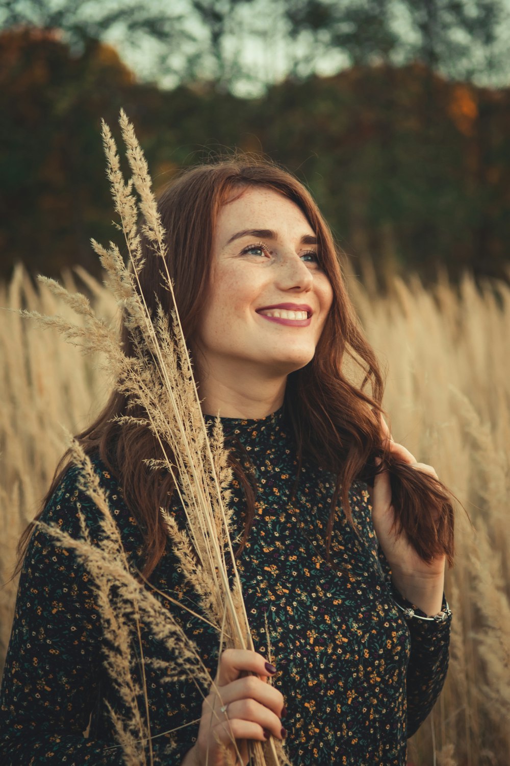 woman on wheat field