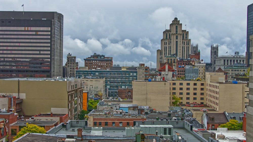 cityscape under grey sky