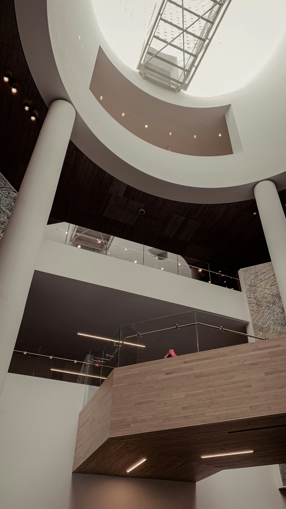 a large atrium with a skylight above it