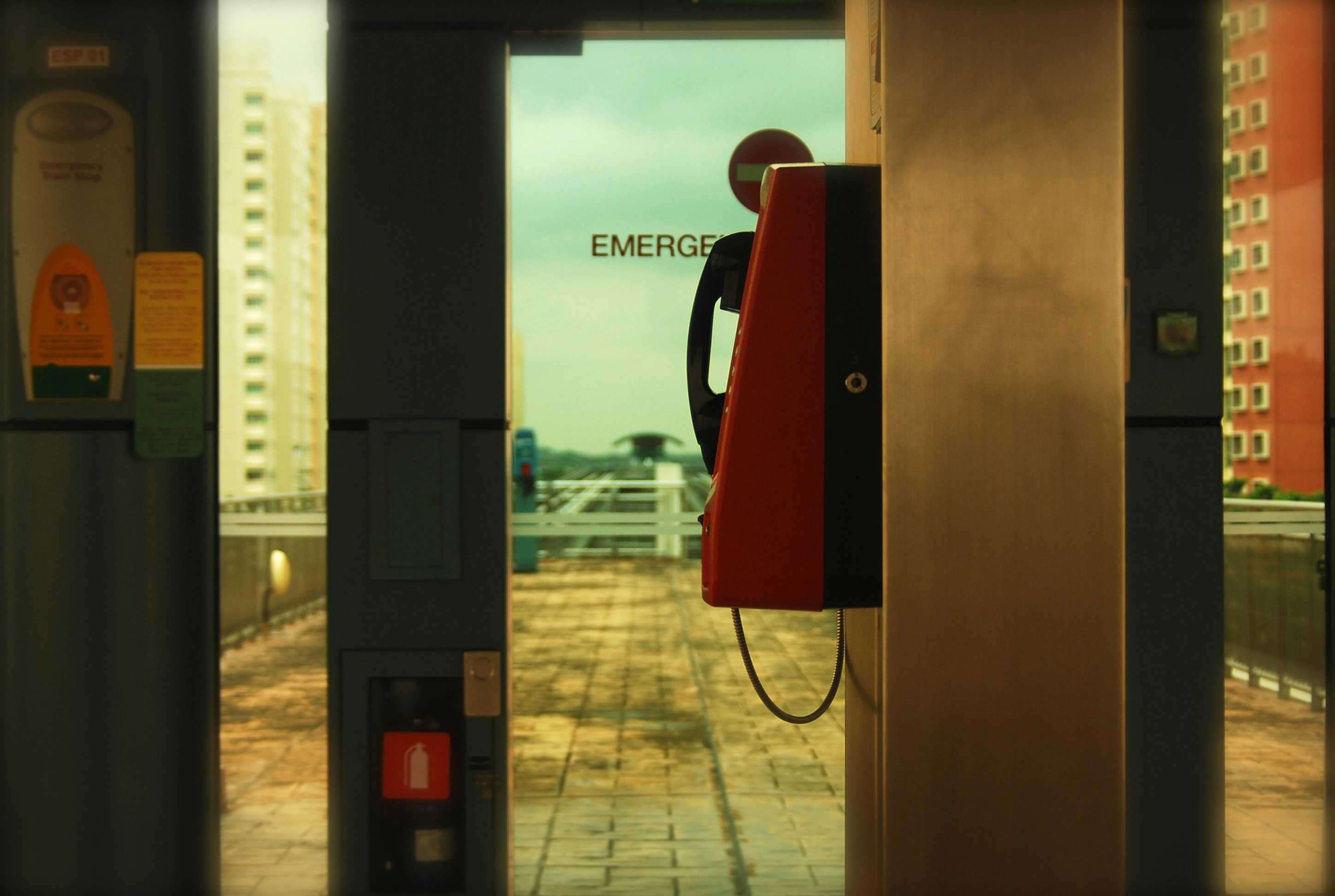 black and red telephone