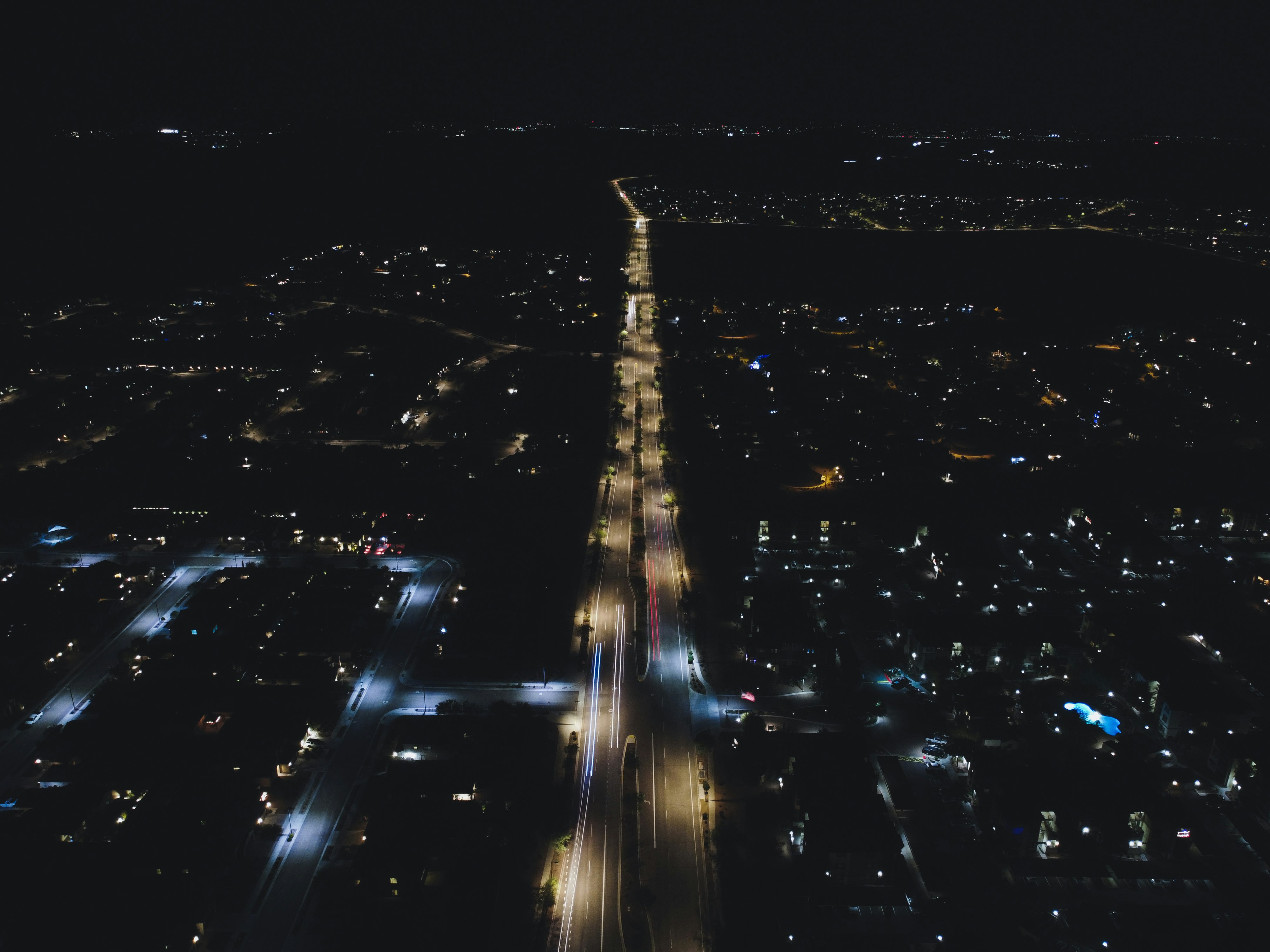 aerial photo of streetlihgts