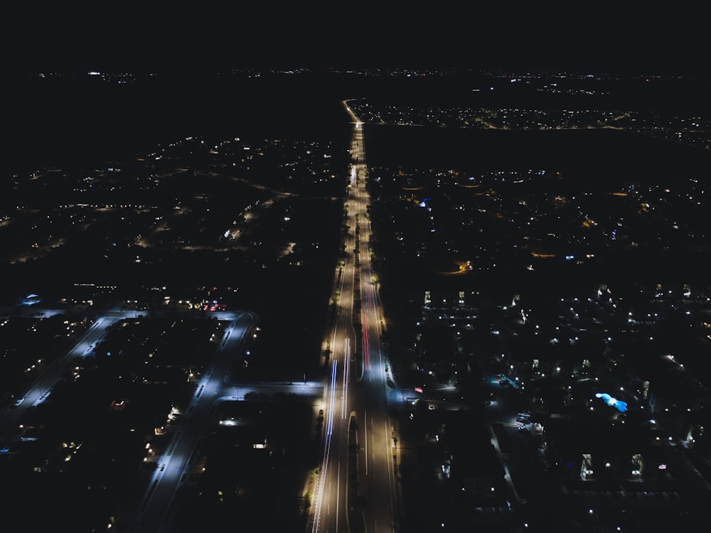 aerial photo of streetlihgts