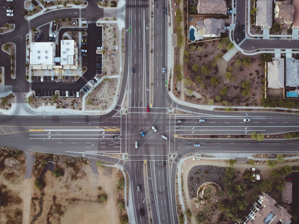 aerial photo of cross streets