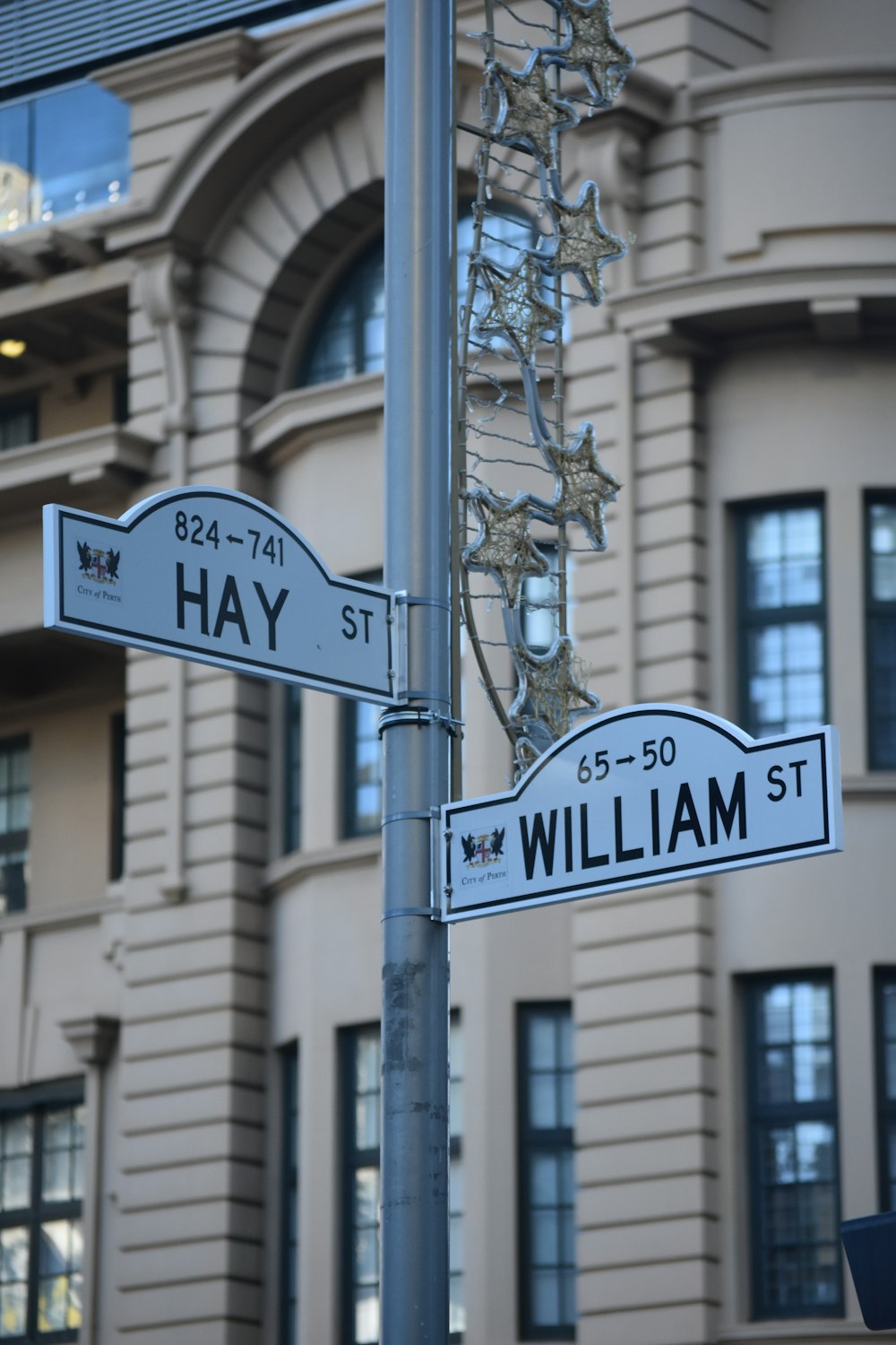 Hay and William road street signage