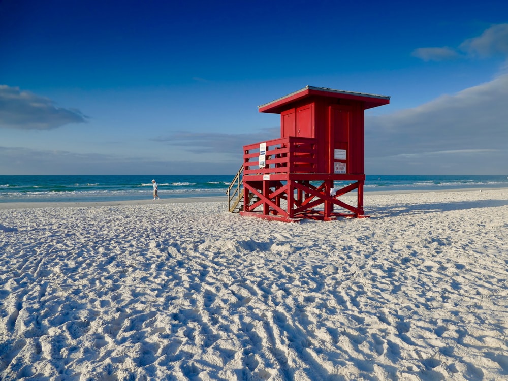 red wooden life saver house