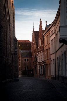empty street in between of buildings