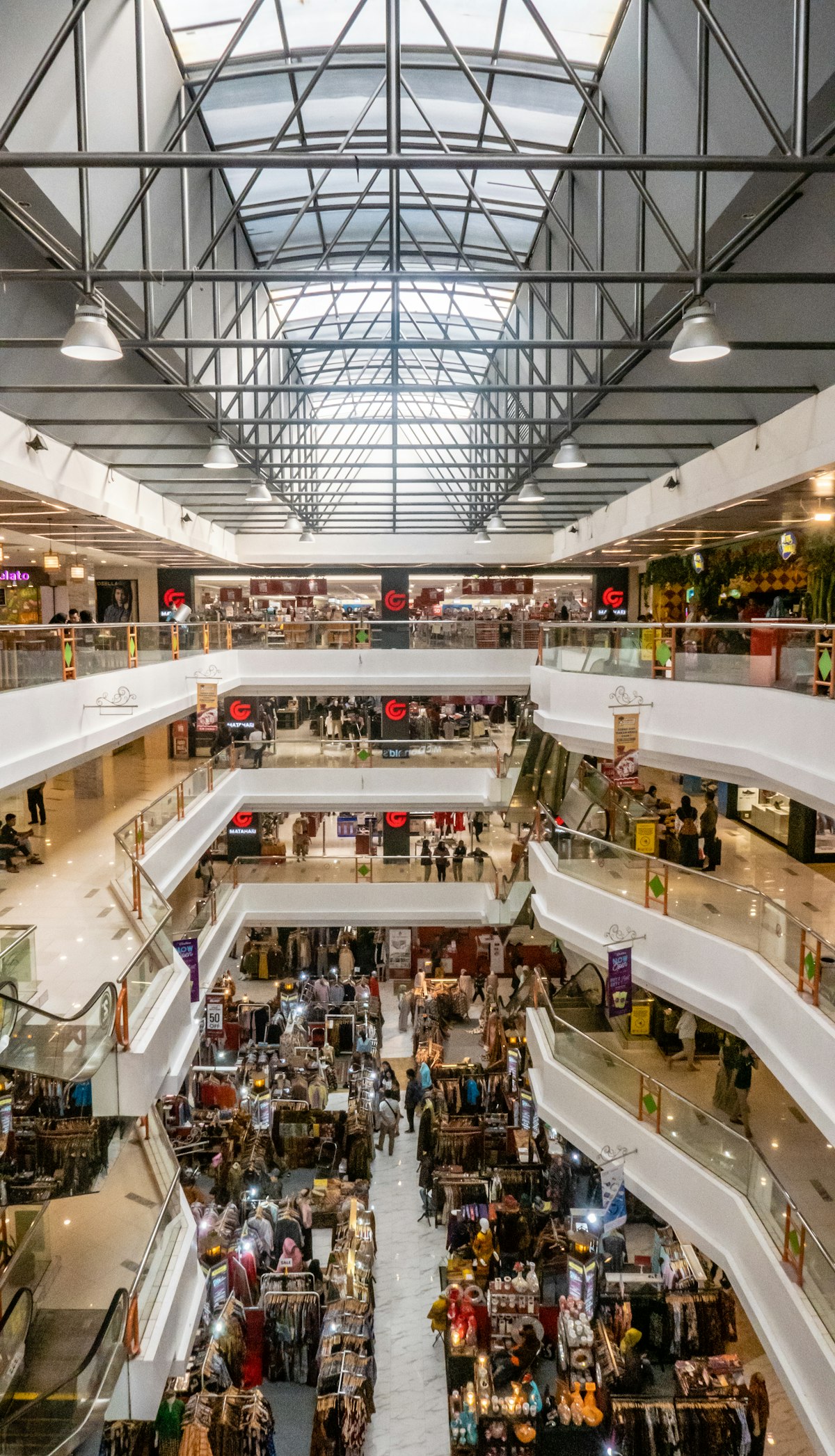 Shoppers inside a retail building