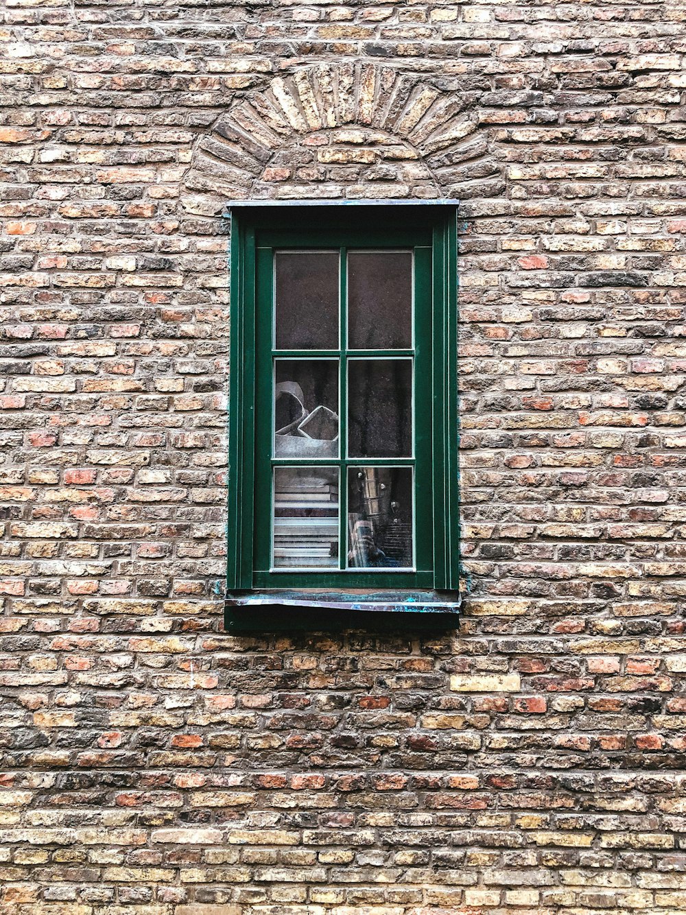 photo of green glass panel window
