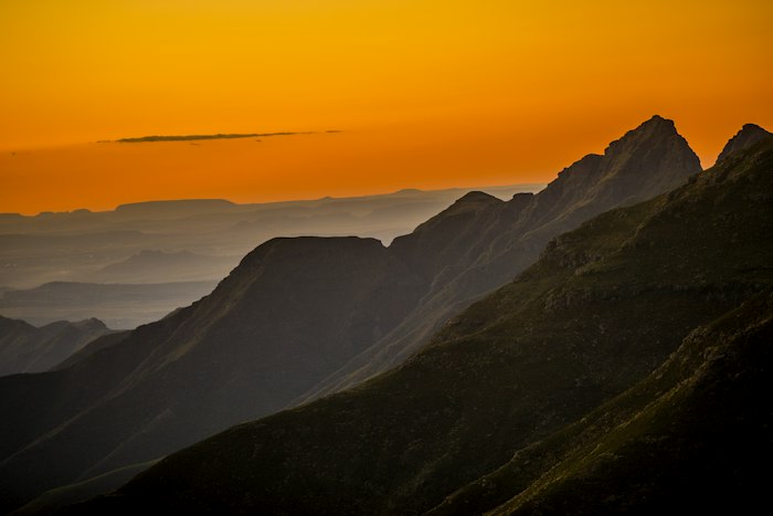 Mountain silhouette at dusk in Lesotho, where Lesotho singles looking for love can meet online