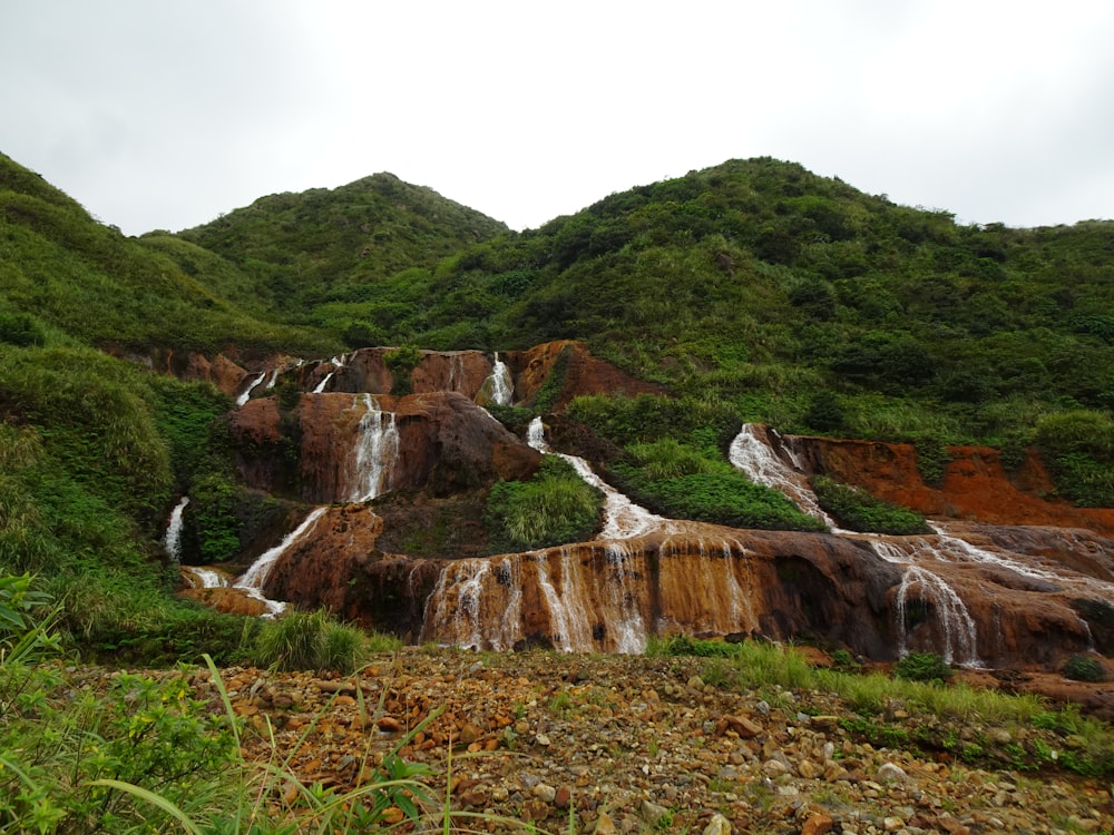 aerial photography of waterfalls