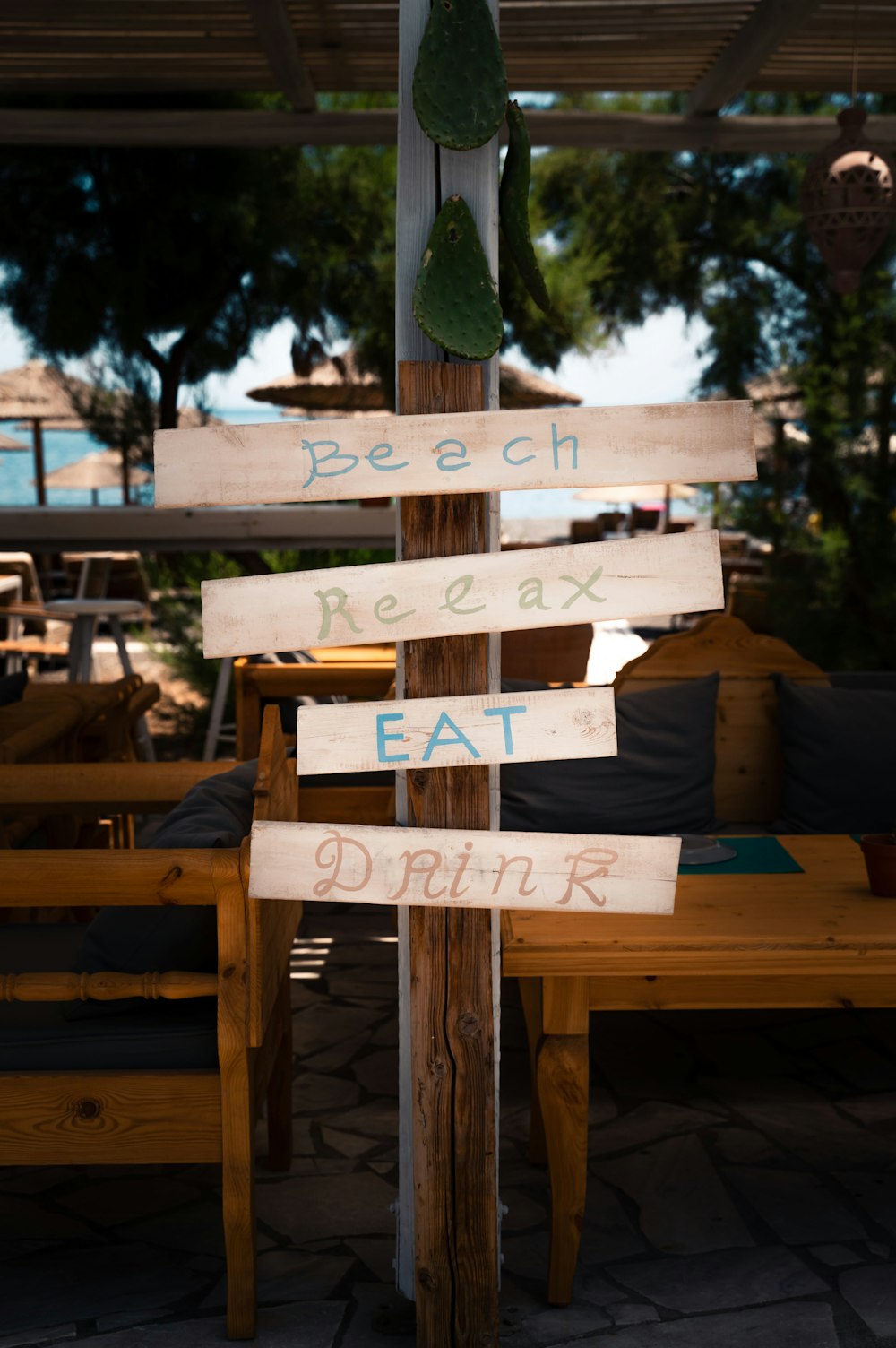 brown wooden signage