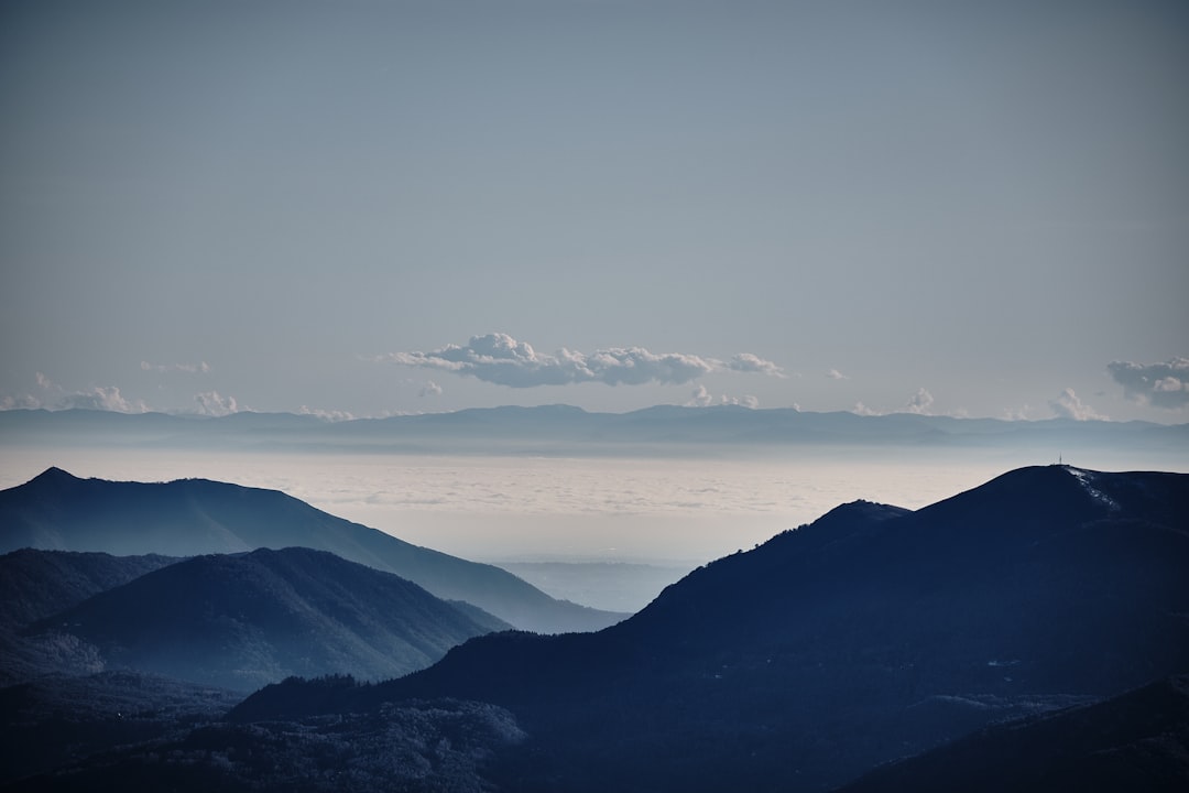 aerial photography of mountain ridge