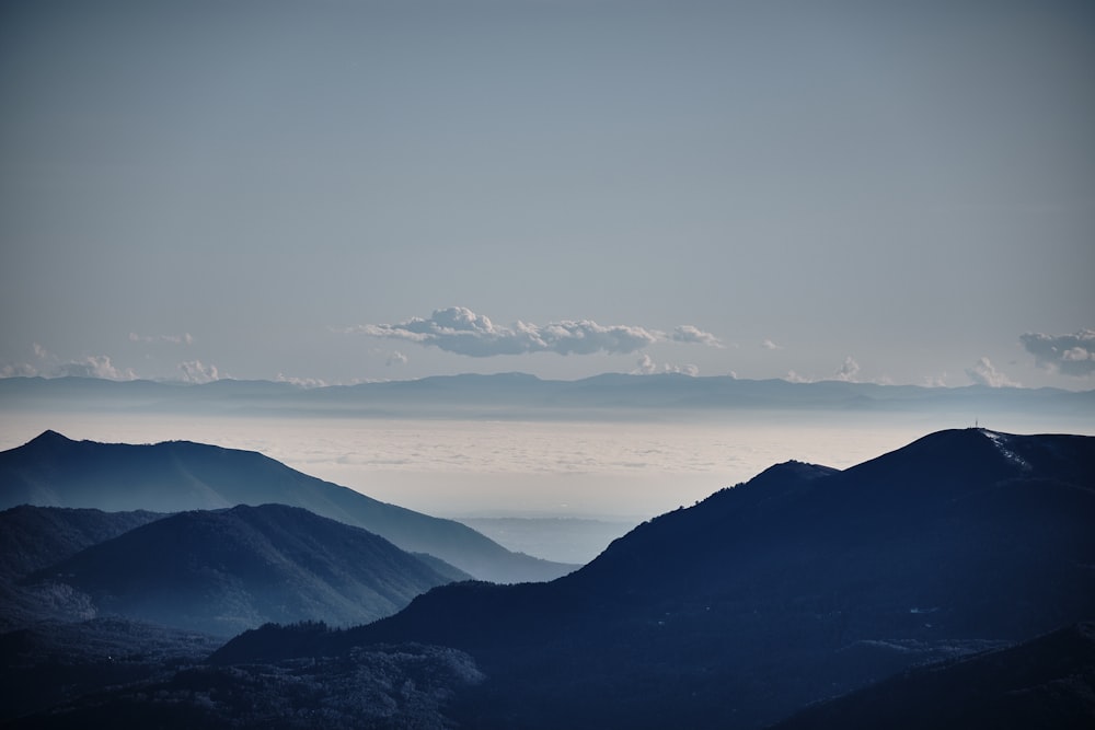 aerial photography of mountain ridge