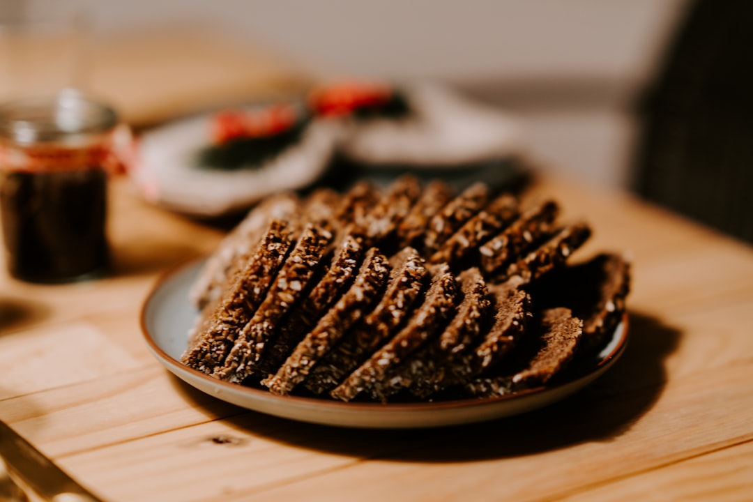 selective focus photo of wheat breads on plate