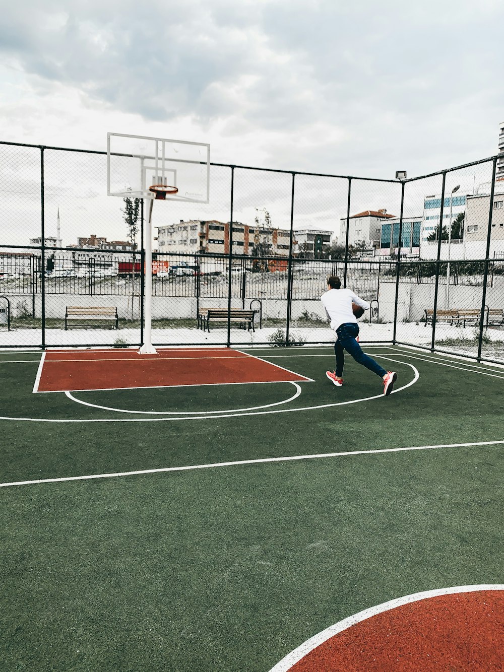 man in basketball court