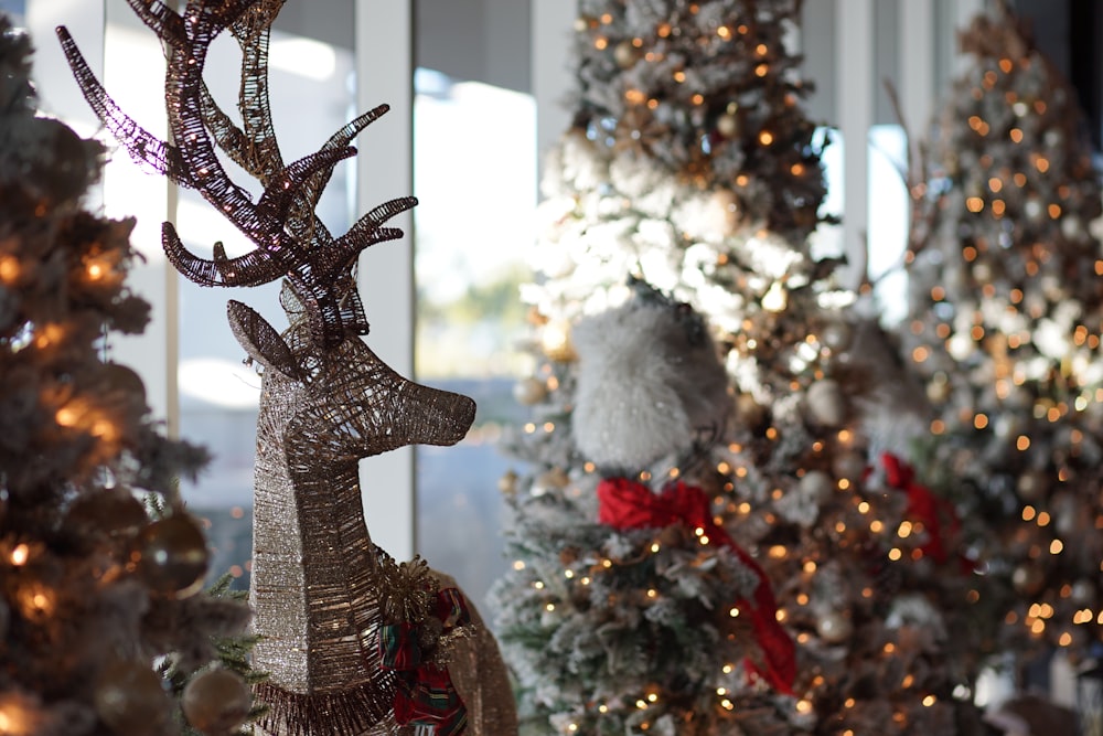 Wooden deer figurine