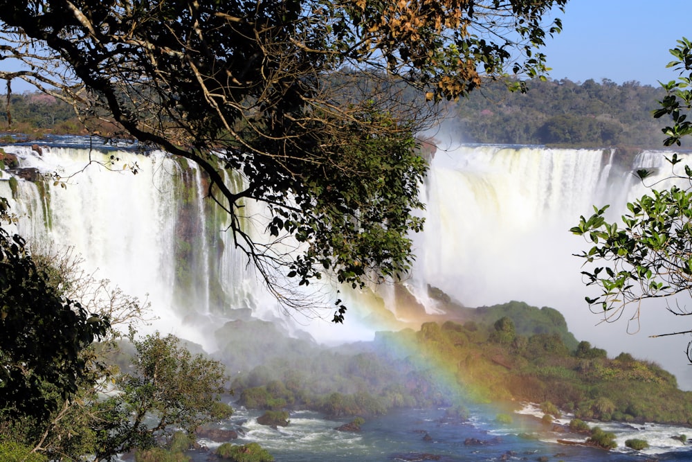 time lapse photography of flowing waterfall