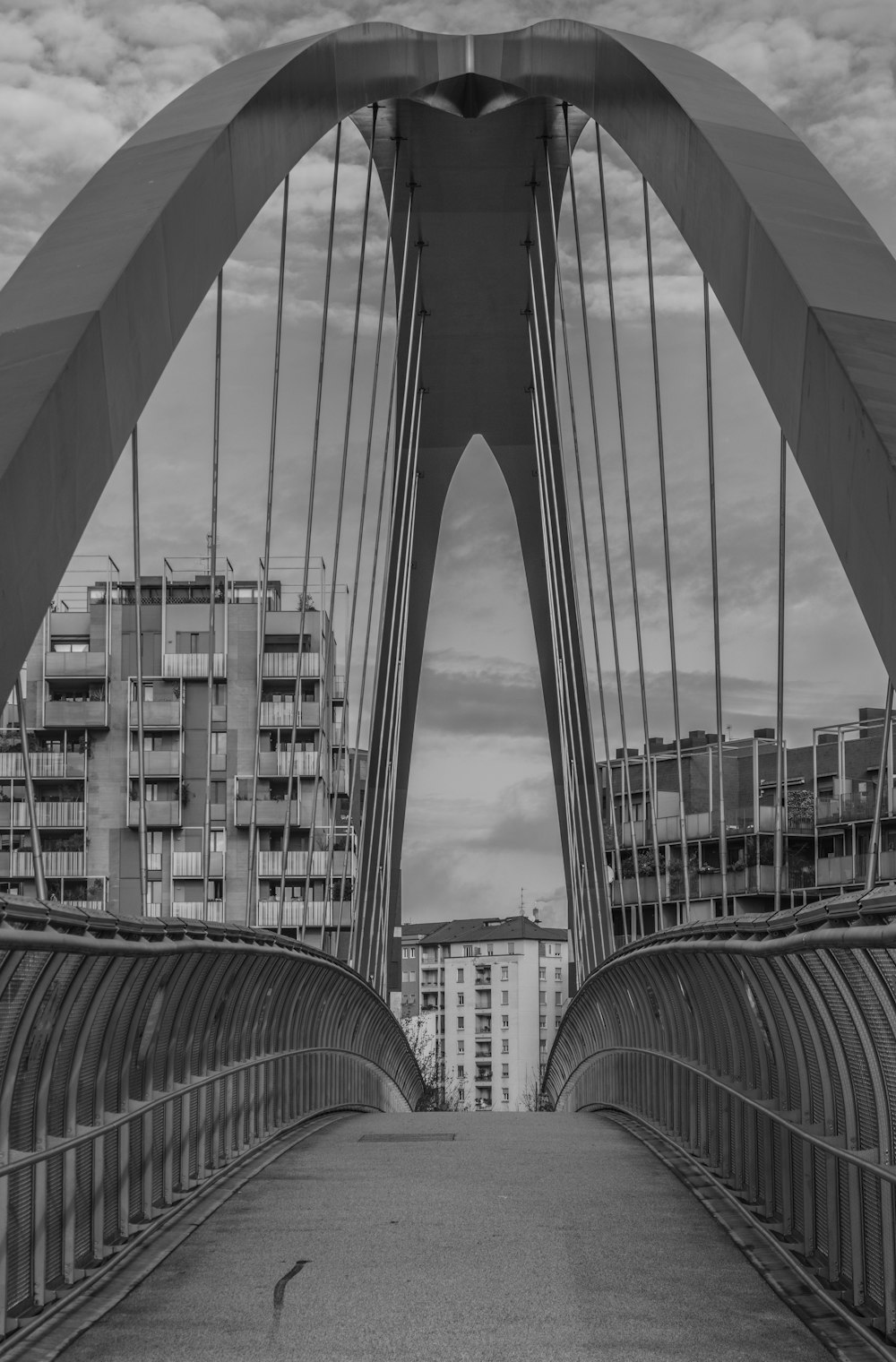 grayscale photo of bridge