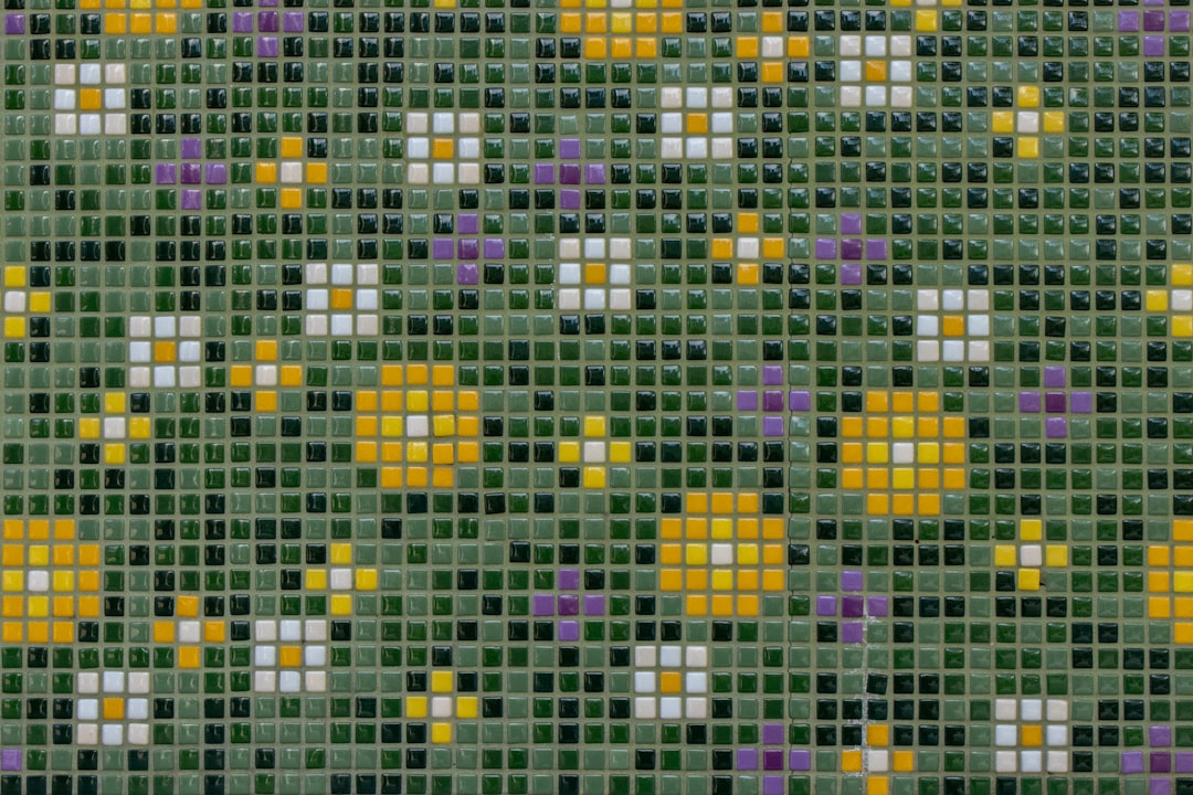 a picture of a field of flowers made out of squares, Tile pattern