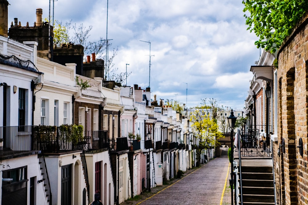 a row of houses on a city street