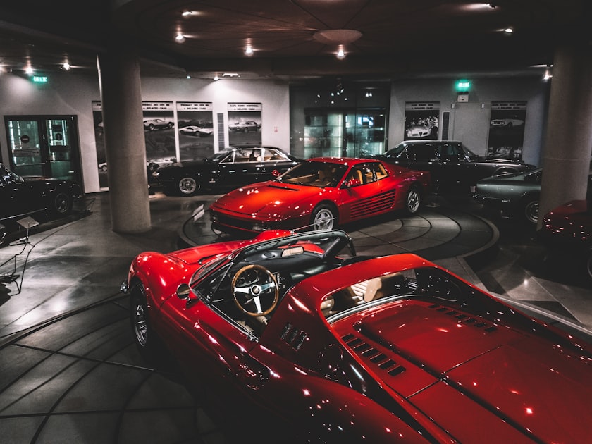 vehicle displays in building