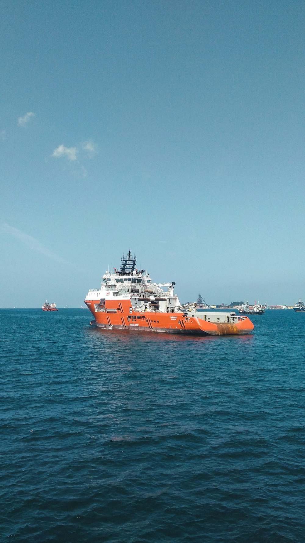 orange cargo ship