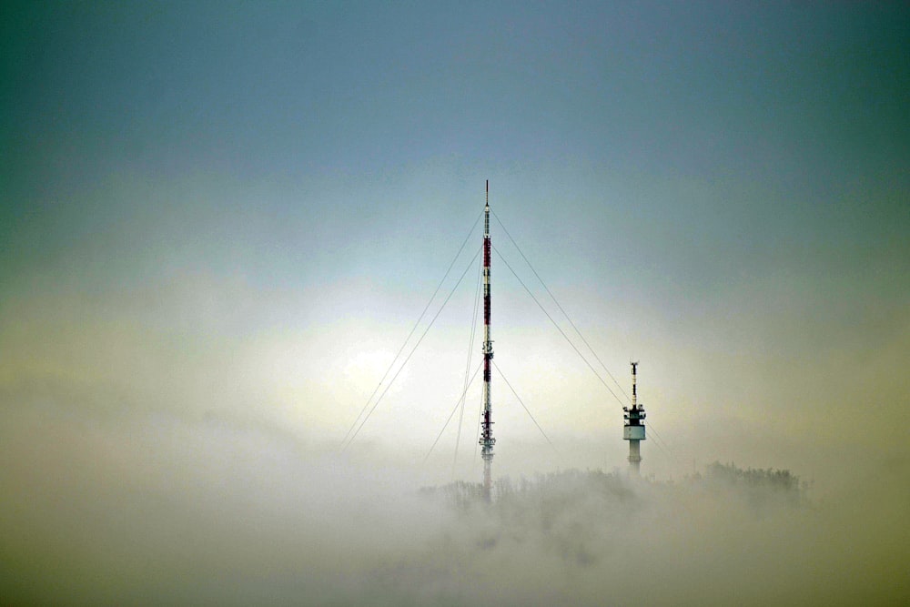 black and white metal tower with suspension