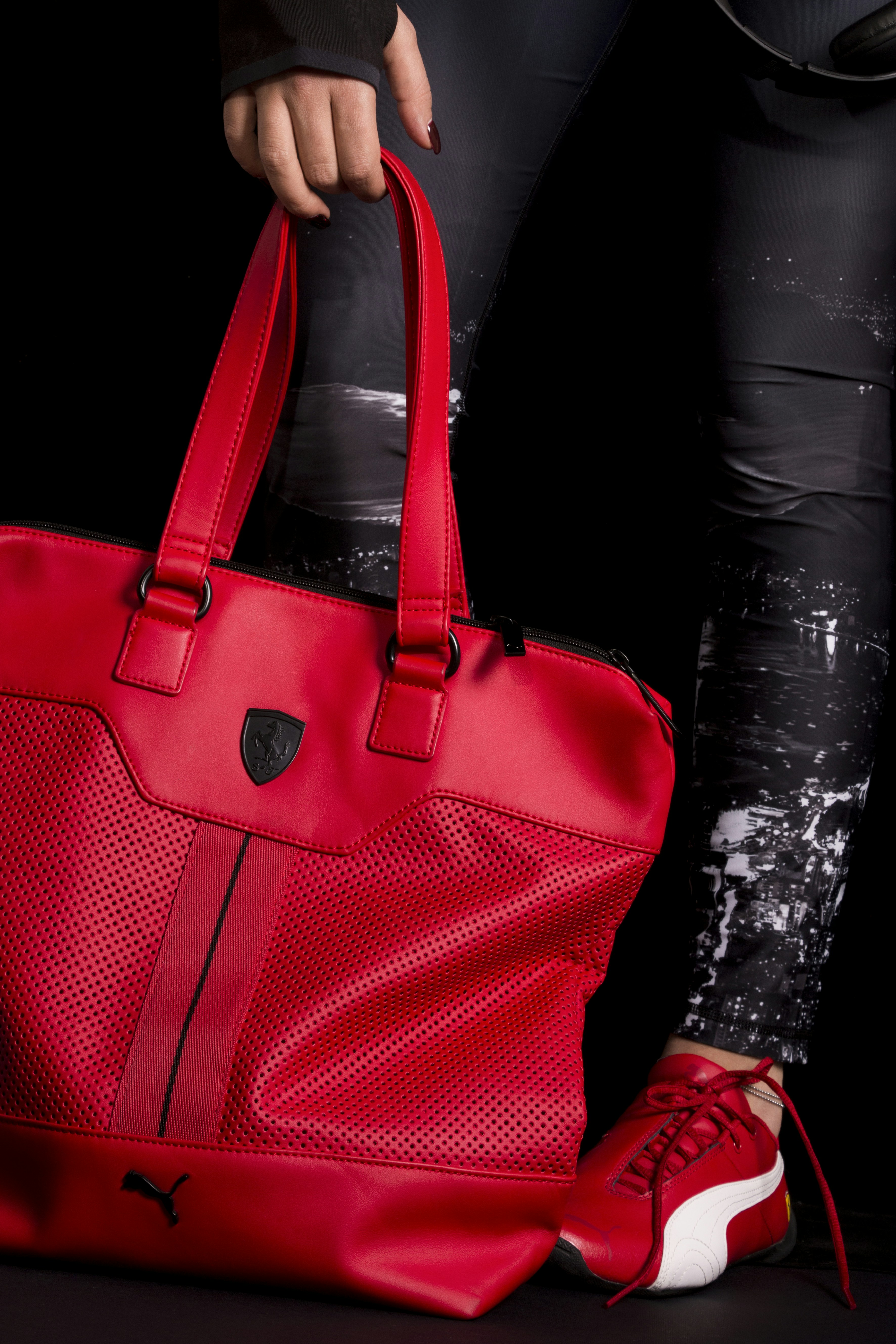 puma red handbag