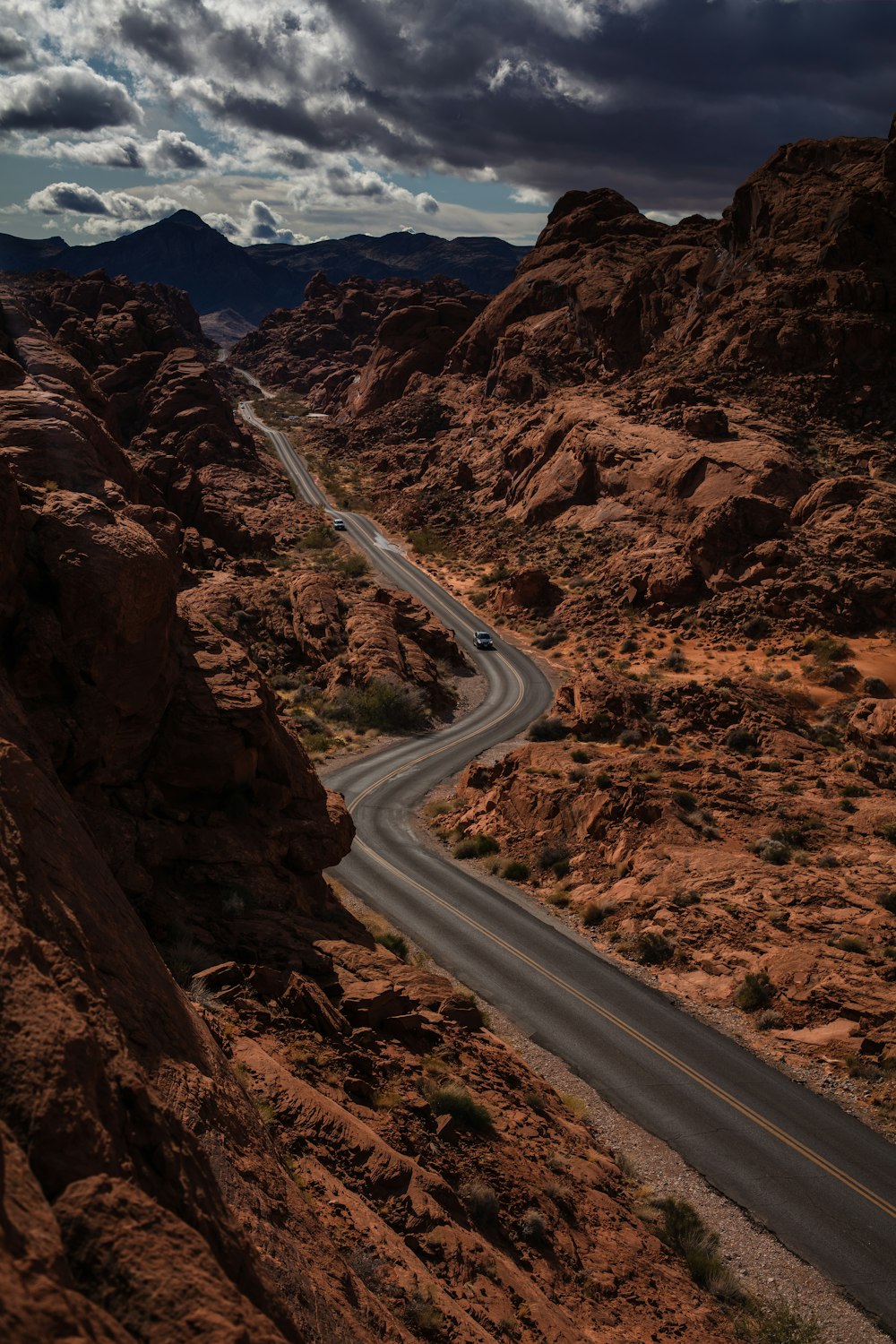 winding road between rock formations