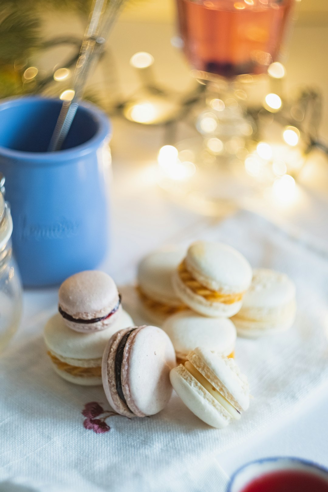 white macarons on white saucer