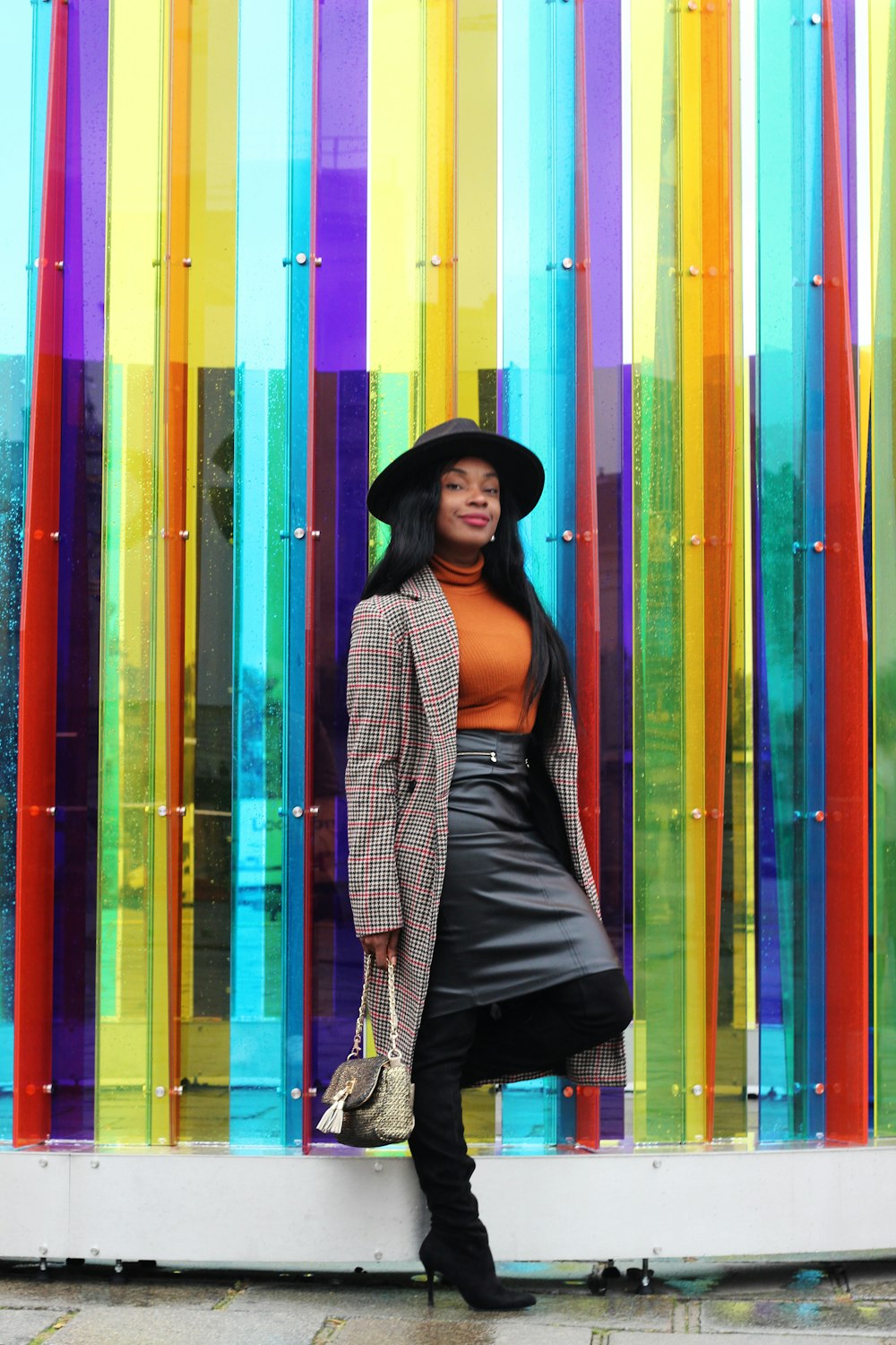 woman in gray jacket and skirt