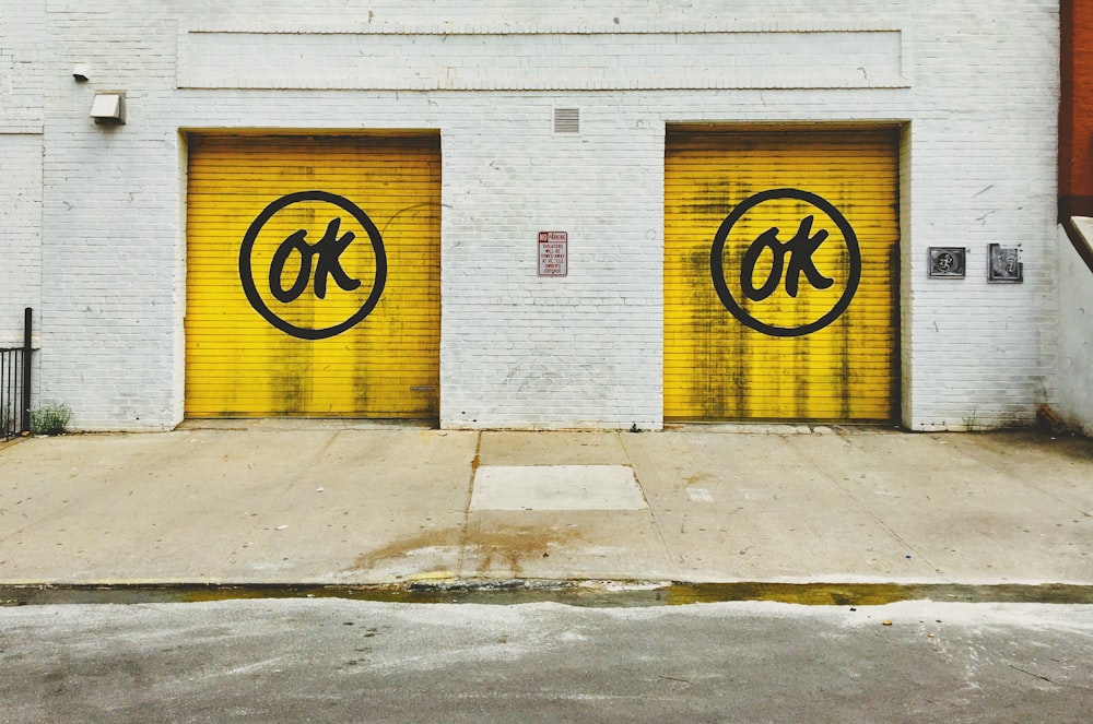 two yellow roller shutters