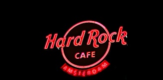 red Hard Rock Cafe Amsterdam LED signage