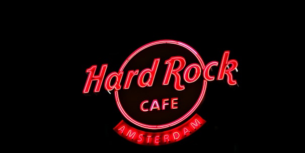 red Hard Rock Cafe Amsterdam LED signage