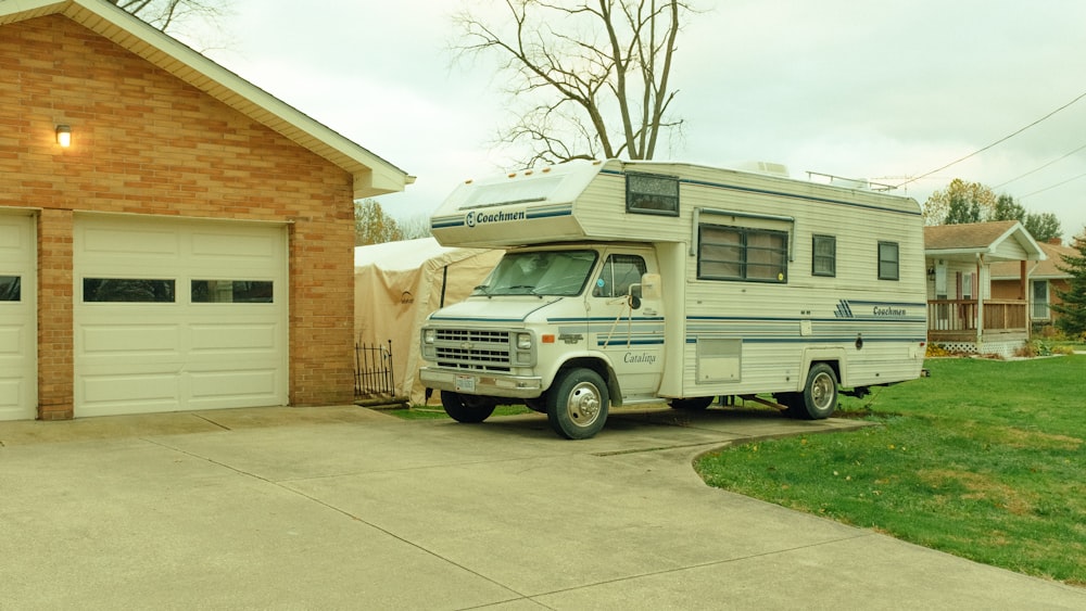 white and black mobile home