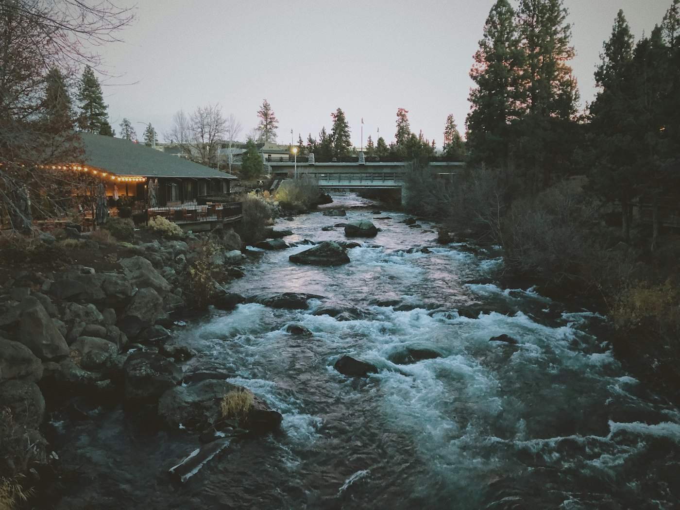 Deschutes River at dusk in Bend, Oregon