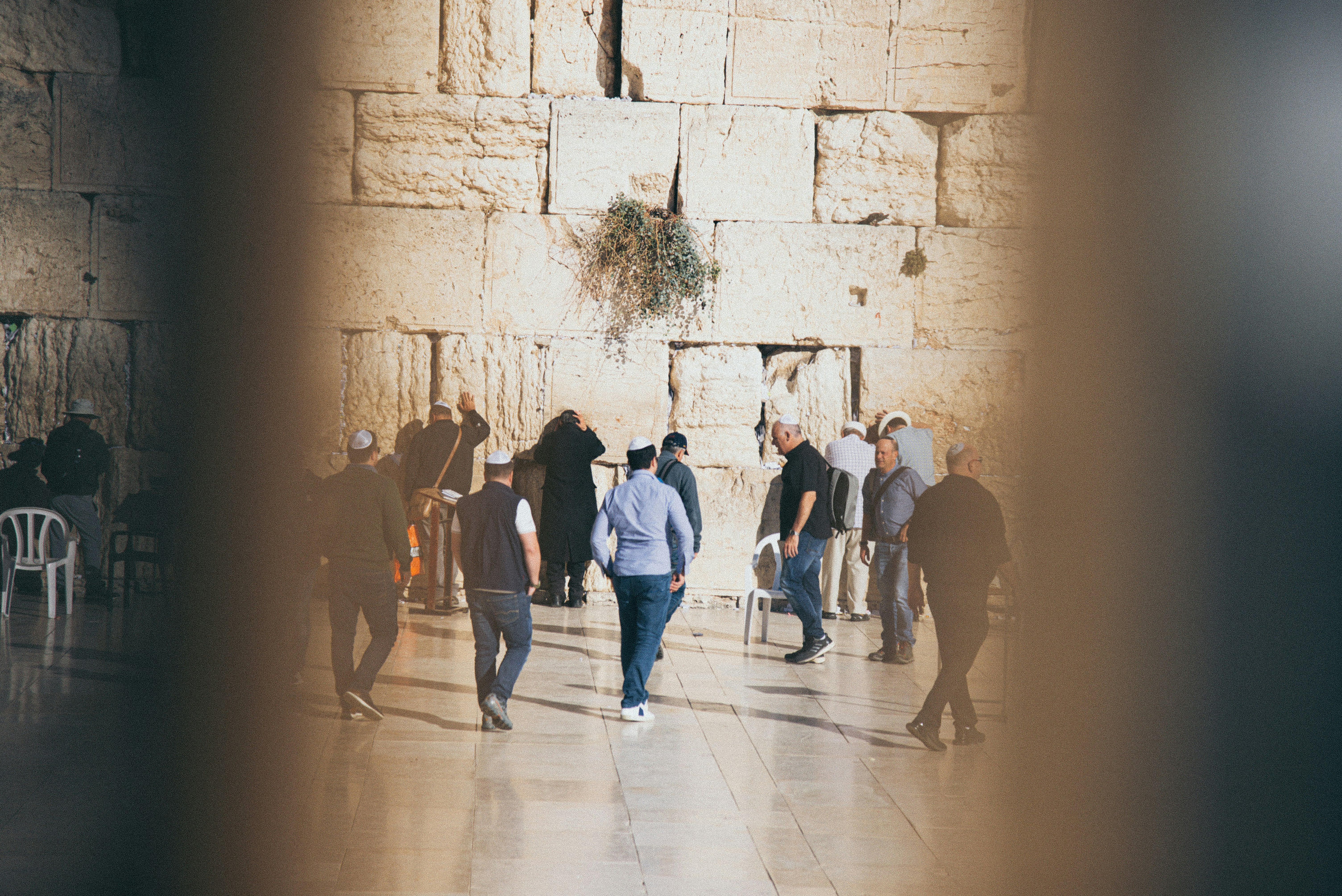men standing in front of wailing wall