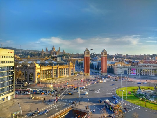 top view of cityscape under blue sky in Museu Nacional d'Art de Catalunya Spain