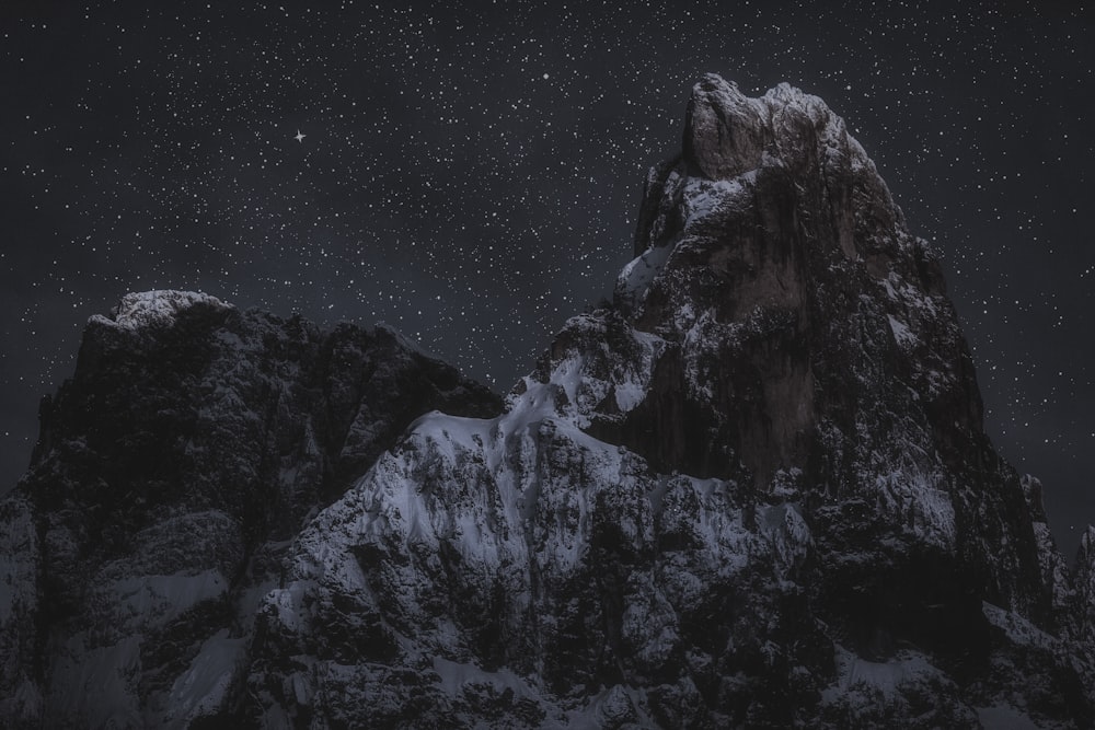 rock formation during nighttime