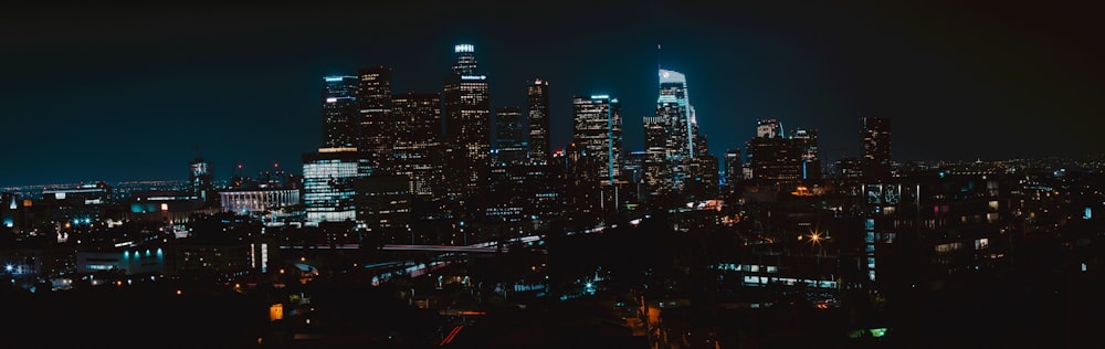 cityscape with lights at nighttime