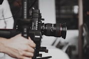 black DSLR camera