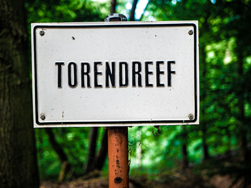white Torendreef metal signage