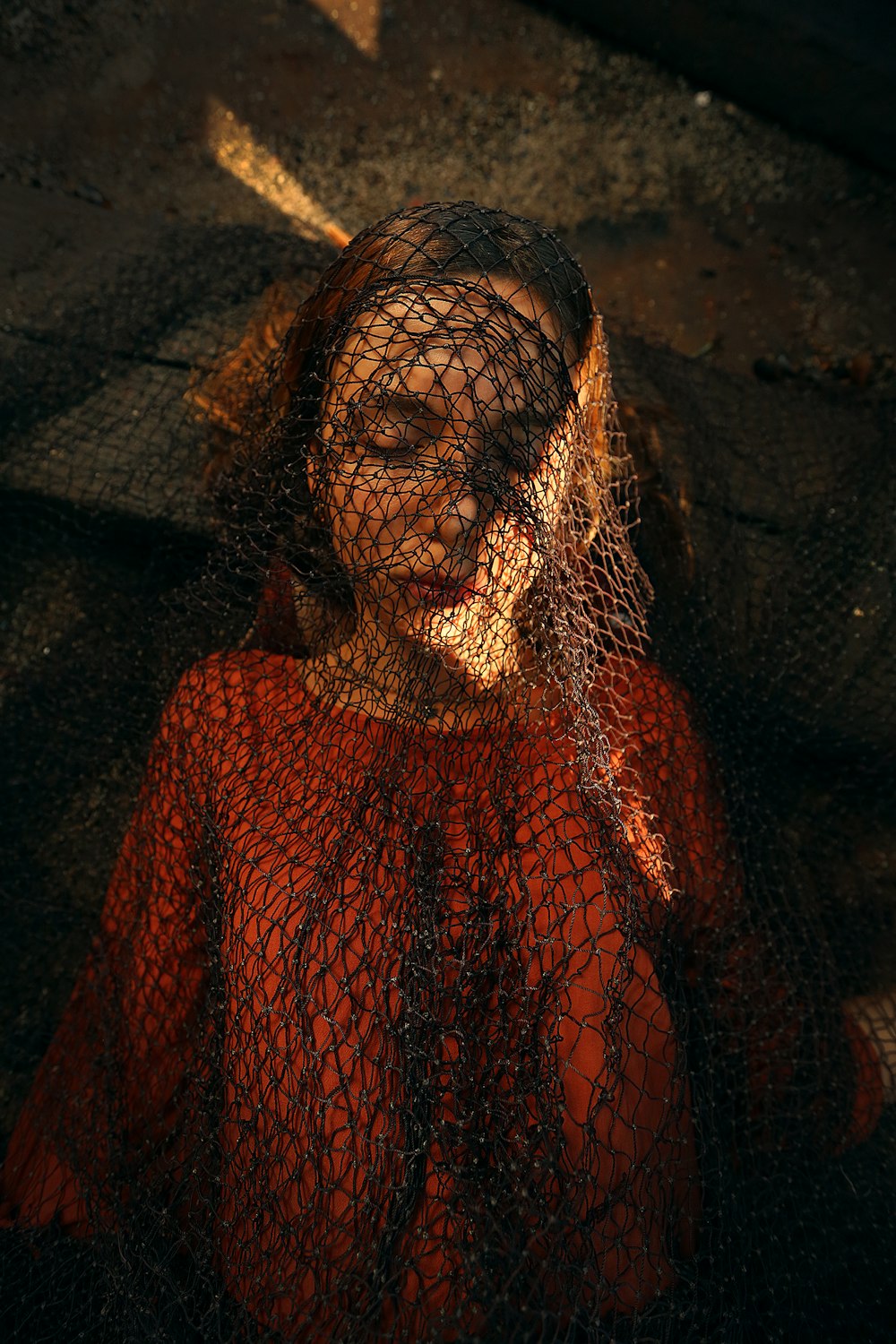 woman with black mesh net