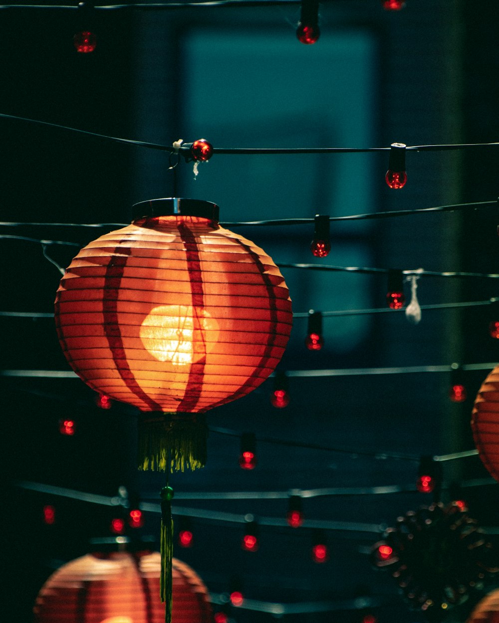 lighted orange ceiling lamps