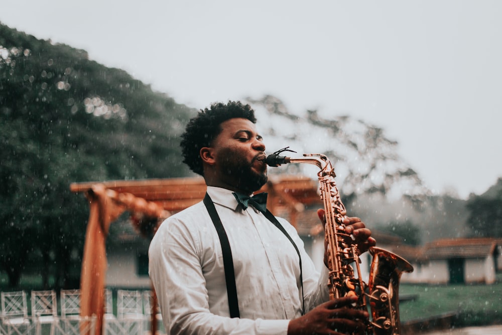 man playing saxophone