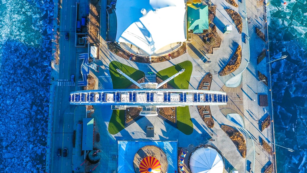 aerial photograph of boat