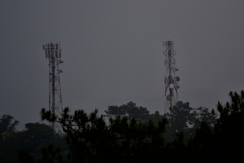 aerial photography of two towers