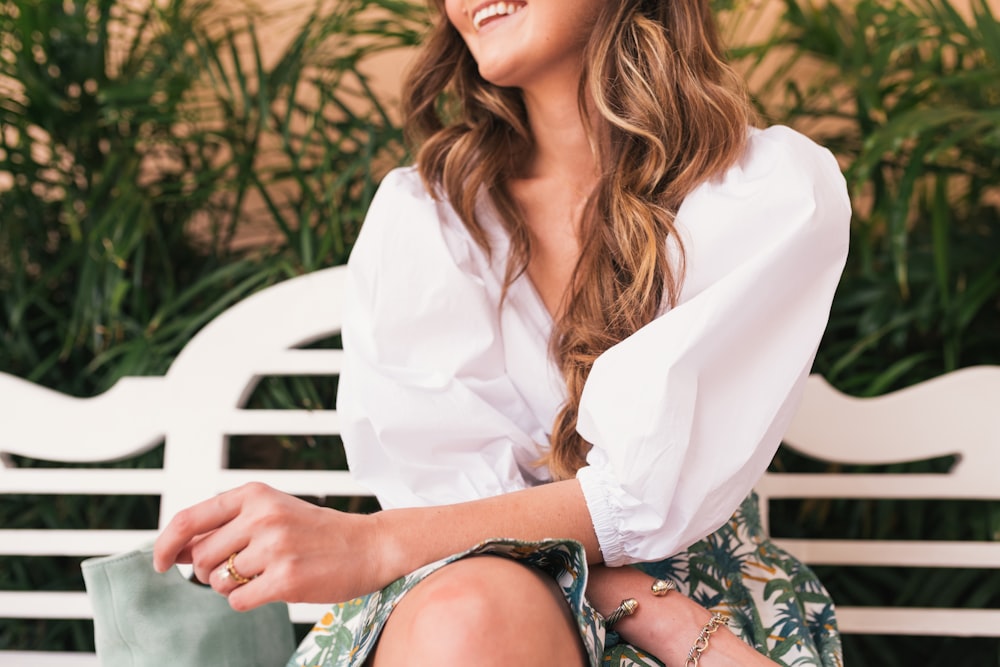 woman sitting on a bench